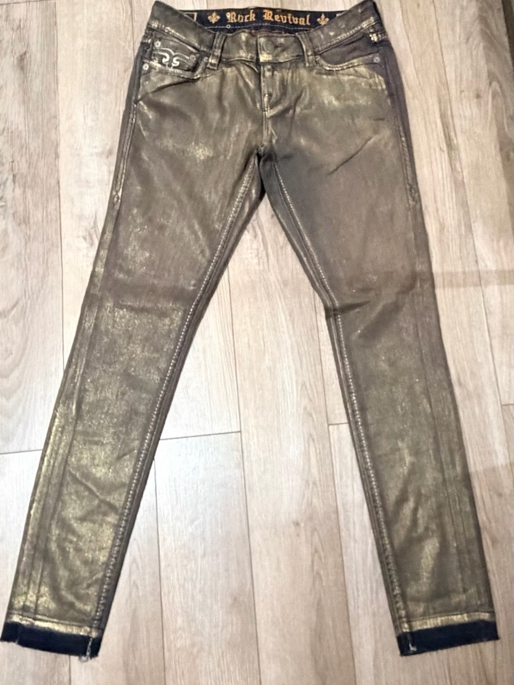 Rock Revival Amelia Skinny Jeans Metallic Bronze NWOT